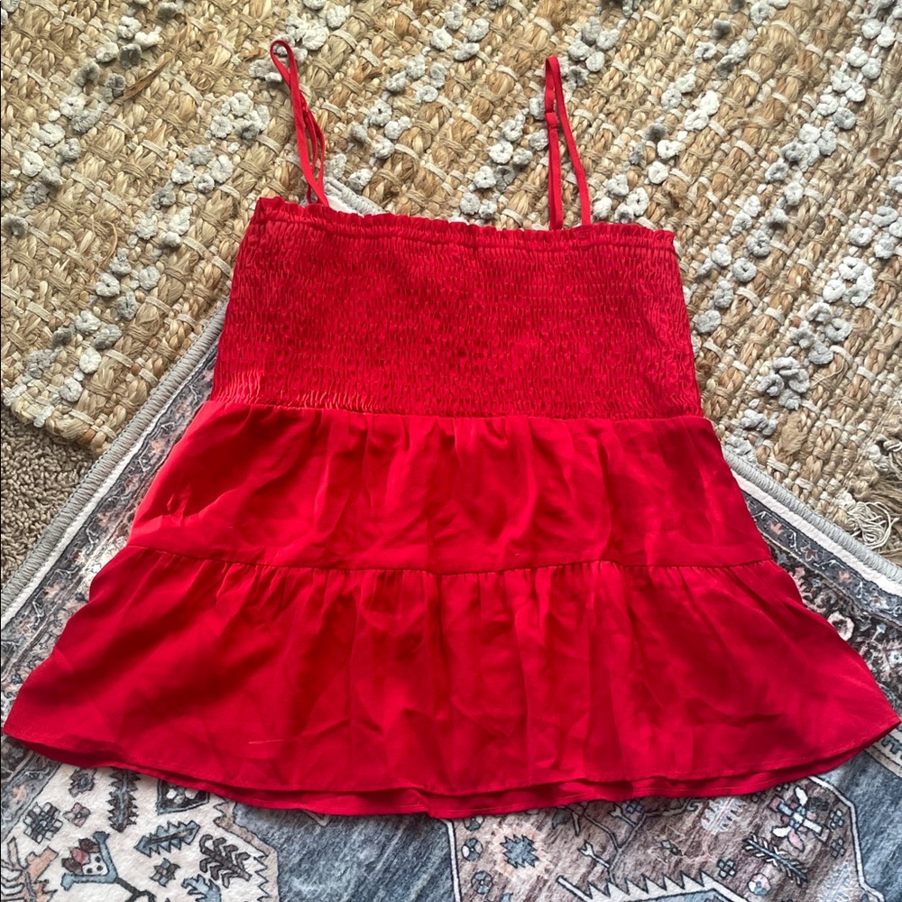 Paper Crane Red Smocked Camisole Top
